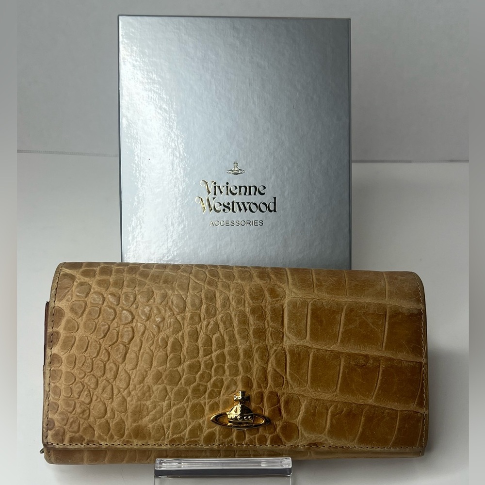 🤎🤎Vivienne Westwood Tan Leather Cognac Long Wallet With Box | PRELOVED!!🤎🤎